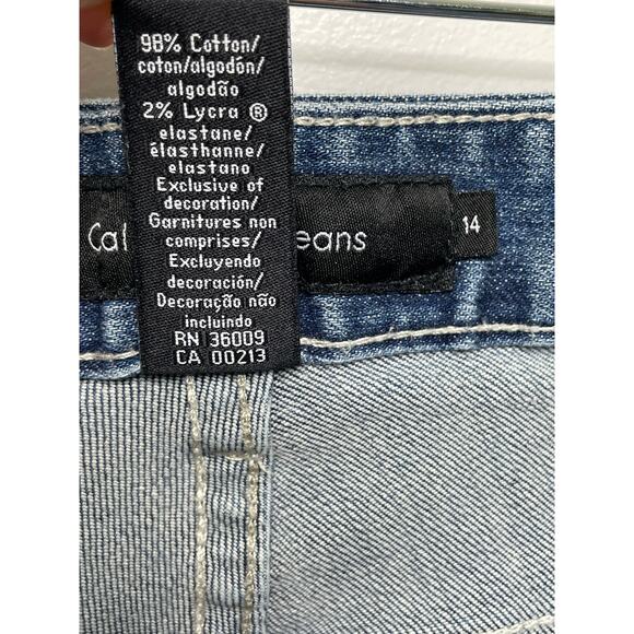 Calvin Klein Whiskered Bootcut Jeans Mid Rise Denim Medium Wash Blue Womens 14 - Picture 4 of 10